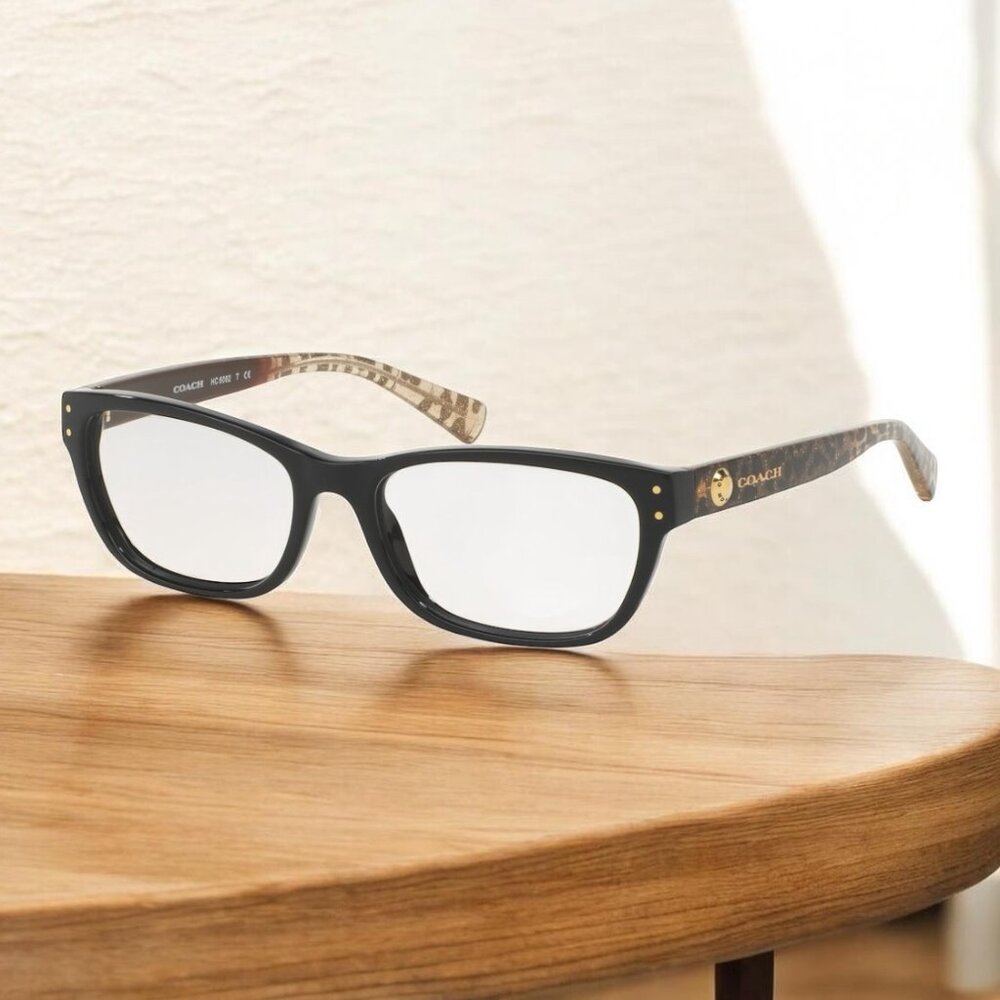 Coach HC6082 Prescription Glasses–Black/Wild Beast Frames–Signature Coach Arms